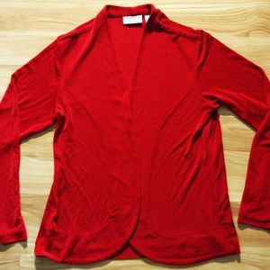 Chico's Travelers Red Acetate Open Front Cardigan